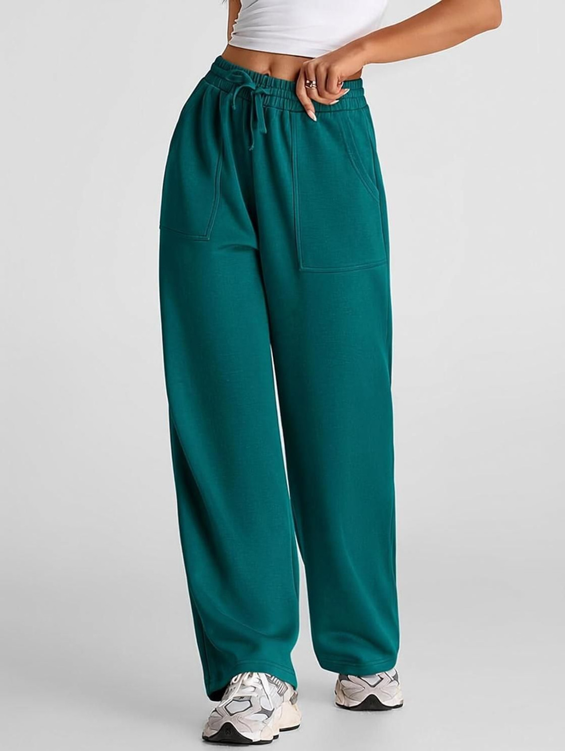 Image of Q-Rious Relaxed Women Dark Green Trousers