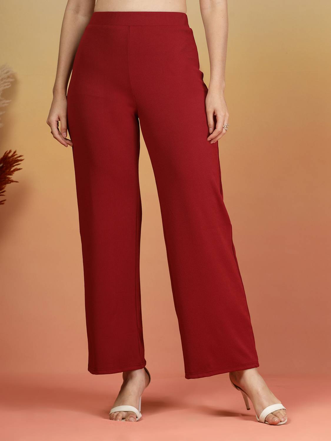 AAYU Relaxed Women Maroon Trousers
