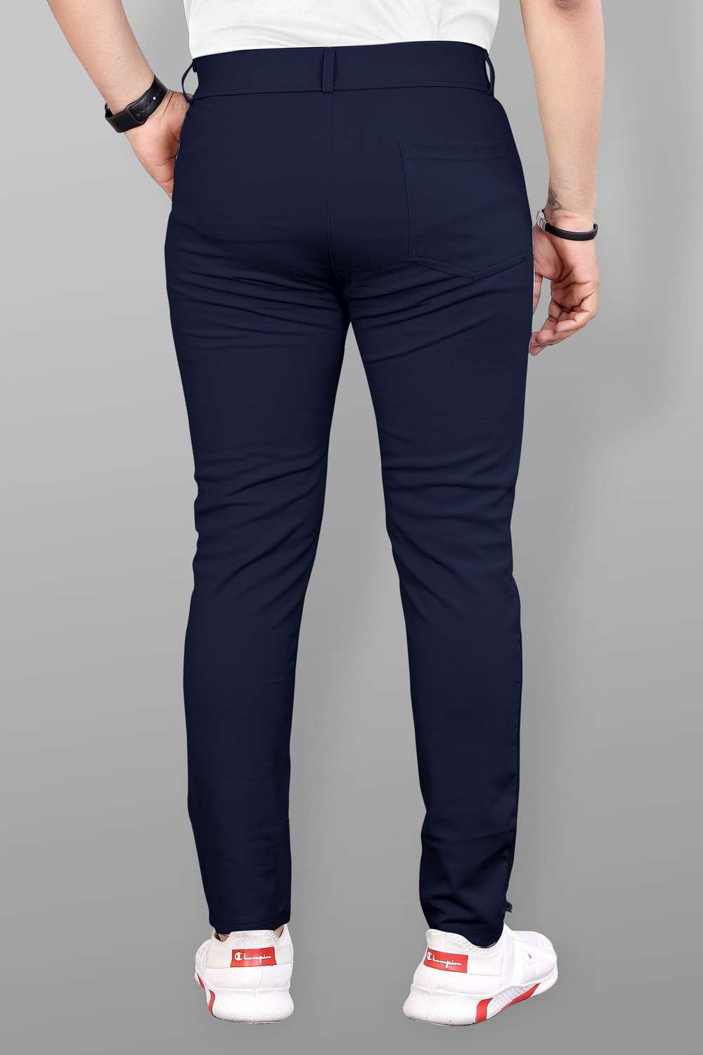 Image of COMBRAIDED Slim Fit Men Grey, Blue Trousers