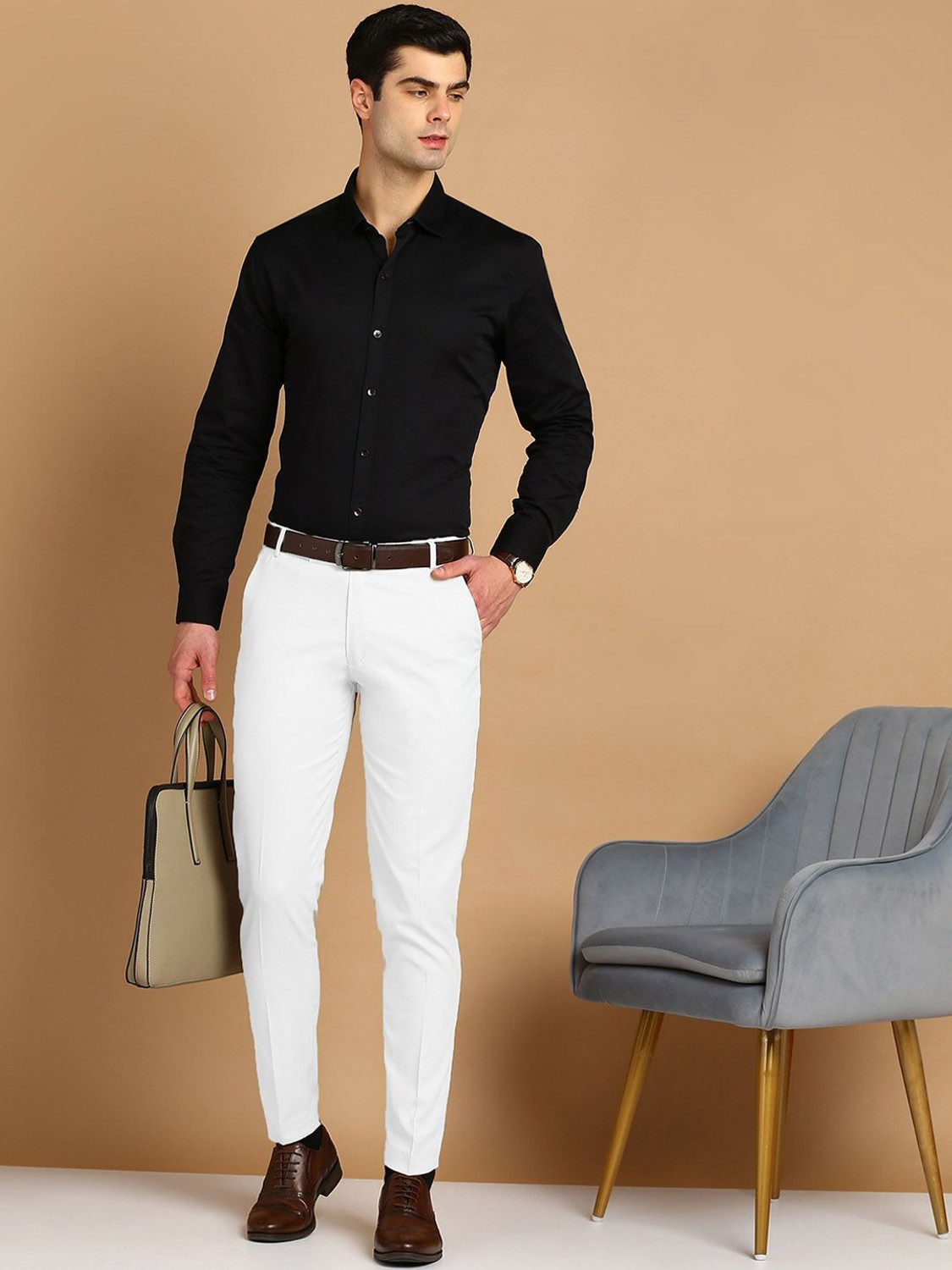 Image of CrayLyf Clothing Co. Regular Fit Men White Trousers