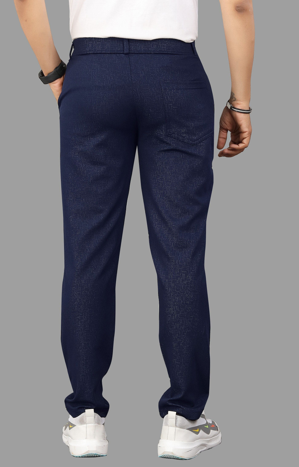 Image of COMBRAIDED Slim Fit Men Blue Trousers
