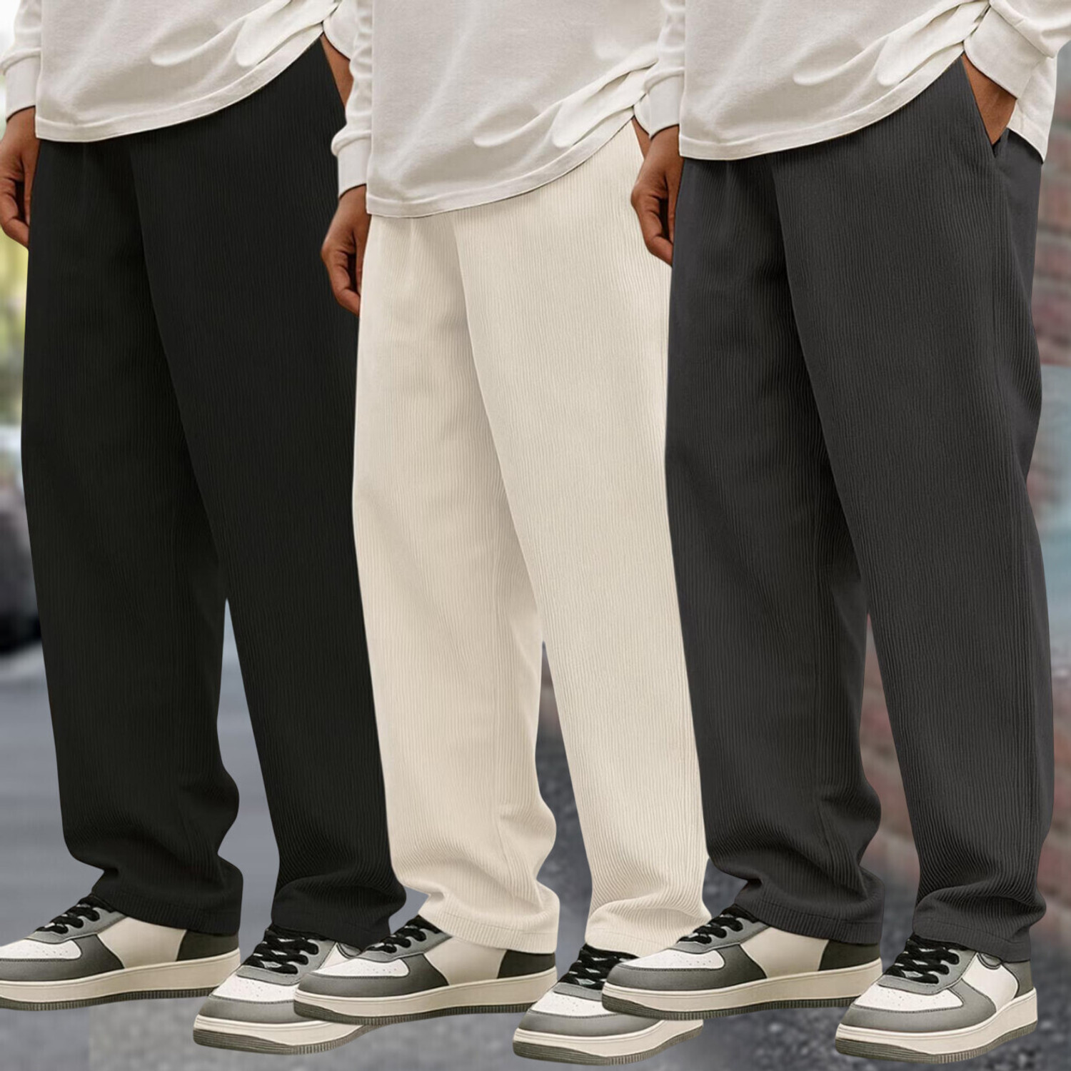 Image of Fabflee Relaxed Men Multicolor Trousers