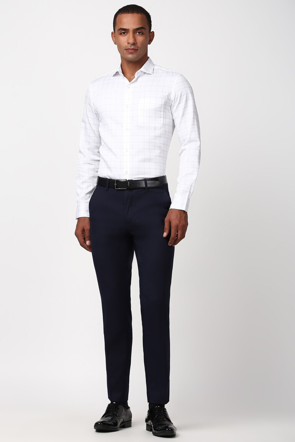 Image of PETER ENGLAND Slim Fit Men Blue Trousers
