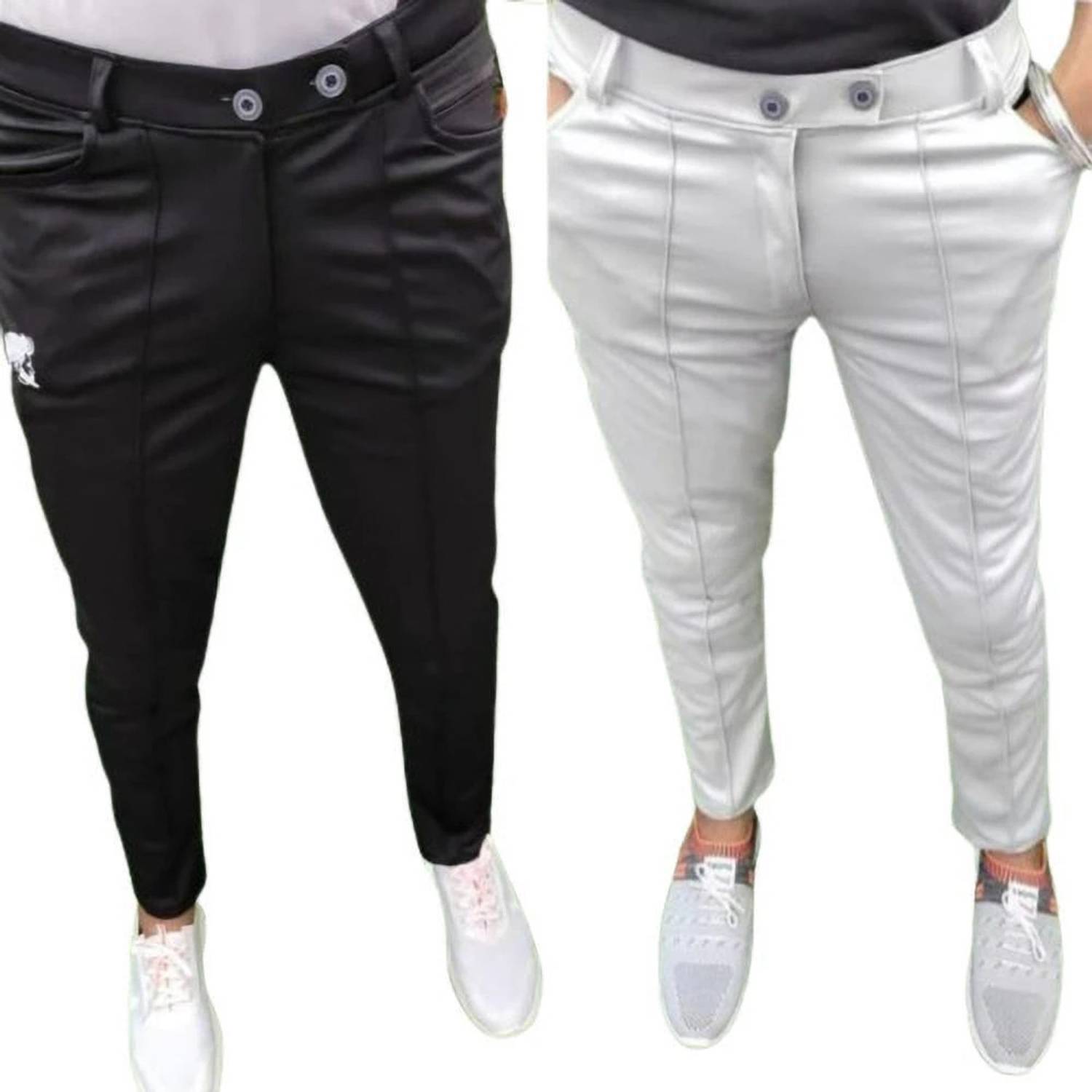 K.K Garment Pack of 2 Men Regular Fit Multicolor Lycra Blend Trou...mo