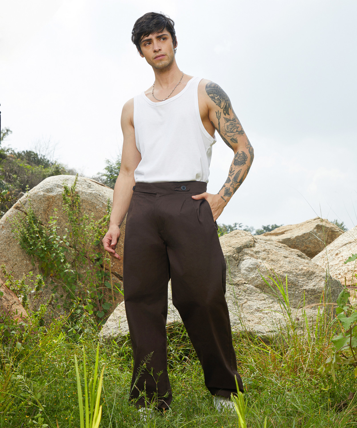 Image of CAHOOT Regular Fit Men Brown Trousers