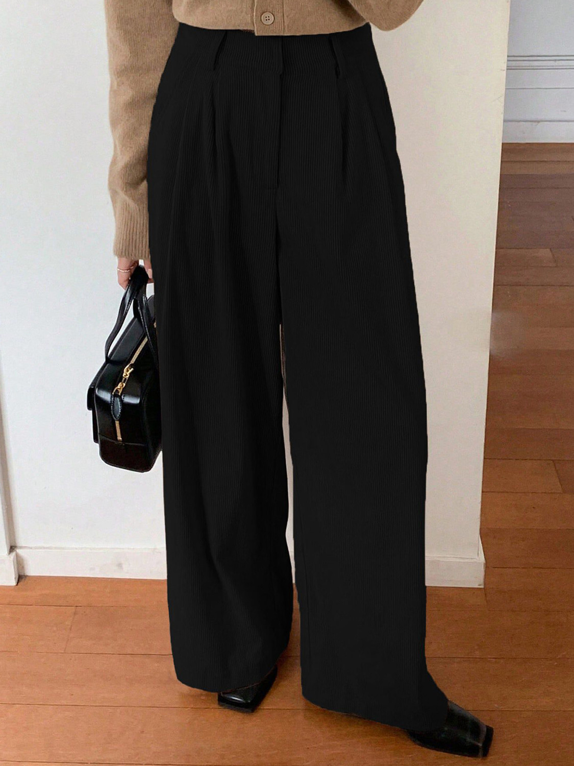 Image of KOTTY Loose Fit Women Black Trousers