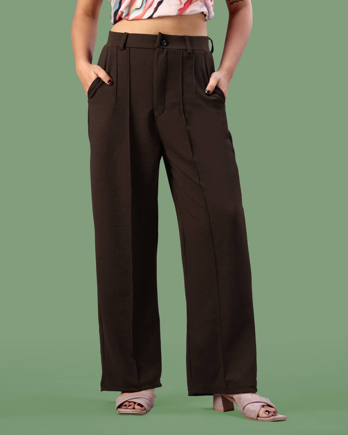 BHULAX Loose Fit Women Brown Trousers