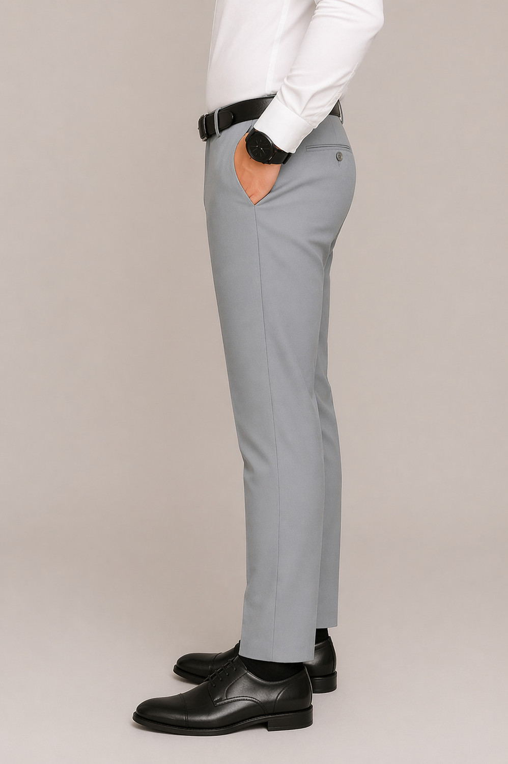 Image of Gentlemen Style Regular Fit Men Grey Trousers