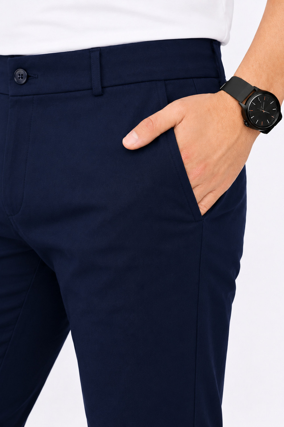 Image of VOKAY Comfort Fit Men Blue Trousers