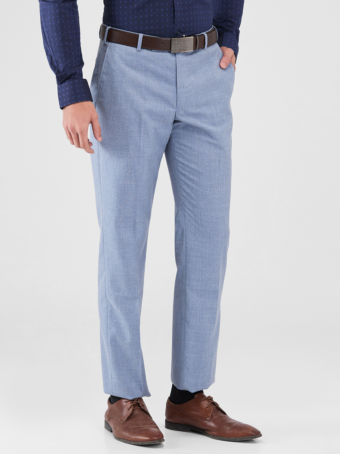 Image of PARK AVENUE Regular Fit Men Light Blue Trousers