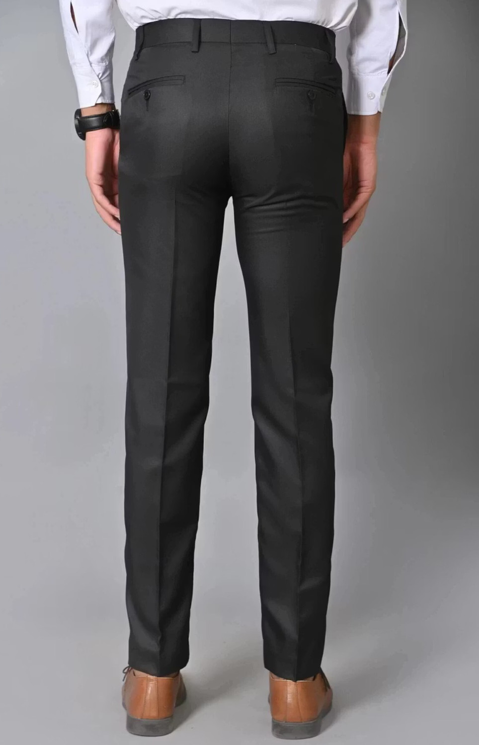 Image of Waistory Regular Fit Men Black Trousers