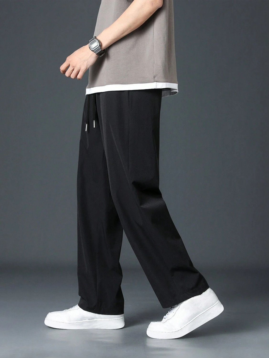 Image of Dockstreet Solid Men Black Track Pants