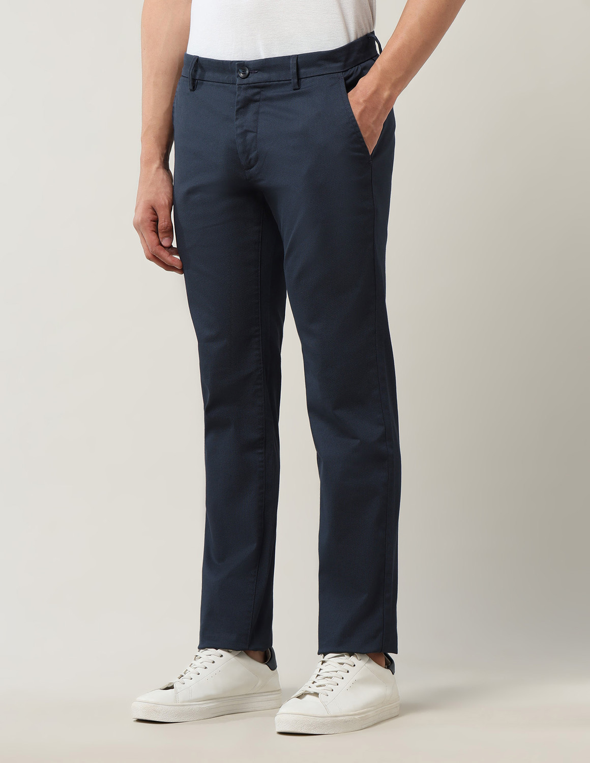 Image of Arrow Sport Slim Fit Men Blue Trousers