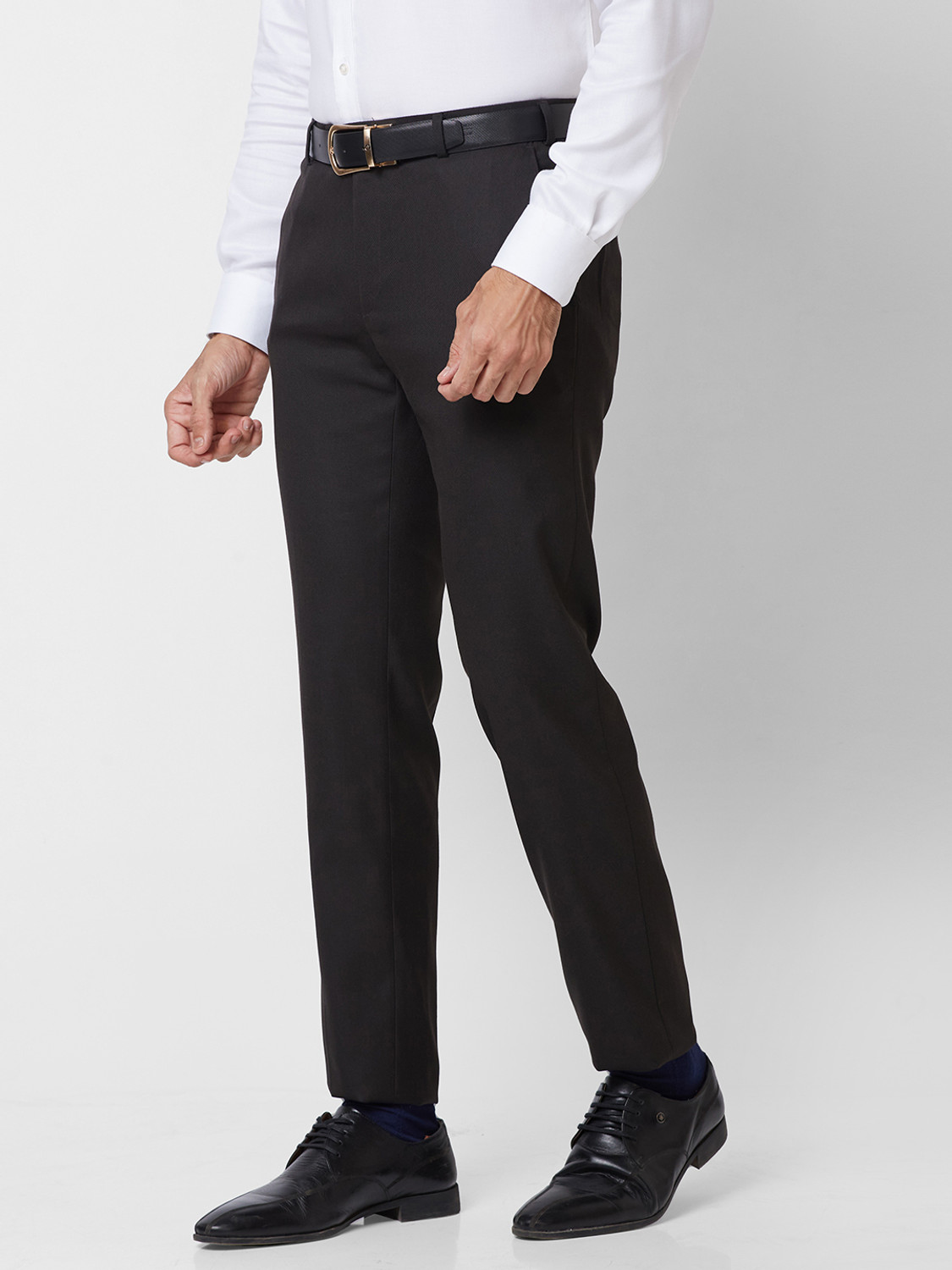 Image of Raymond Slim Fit Men Black Trousers