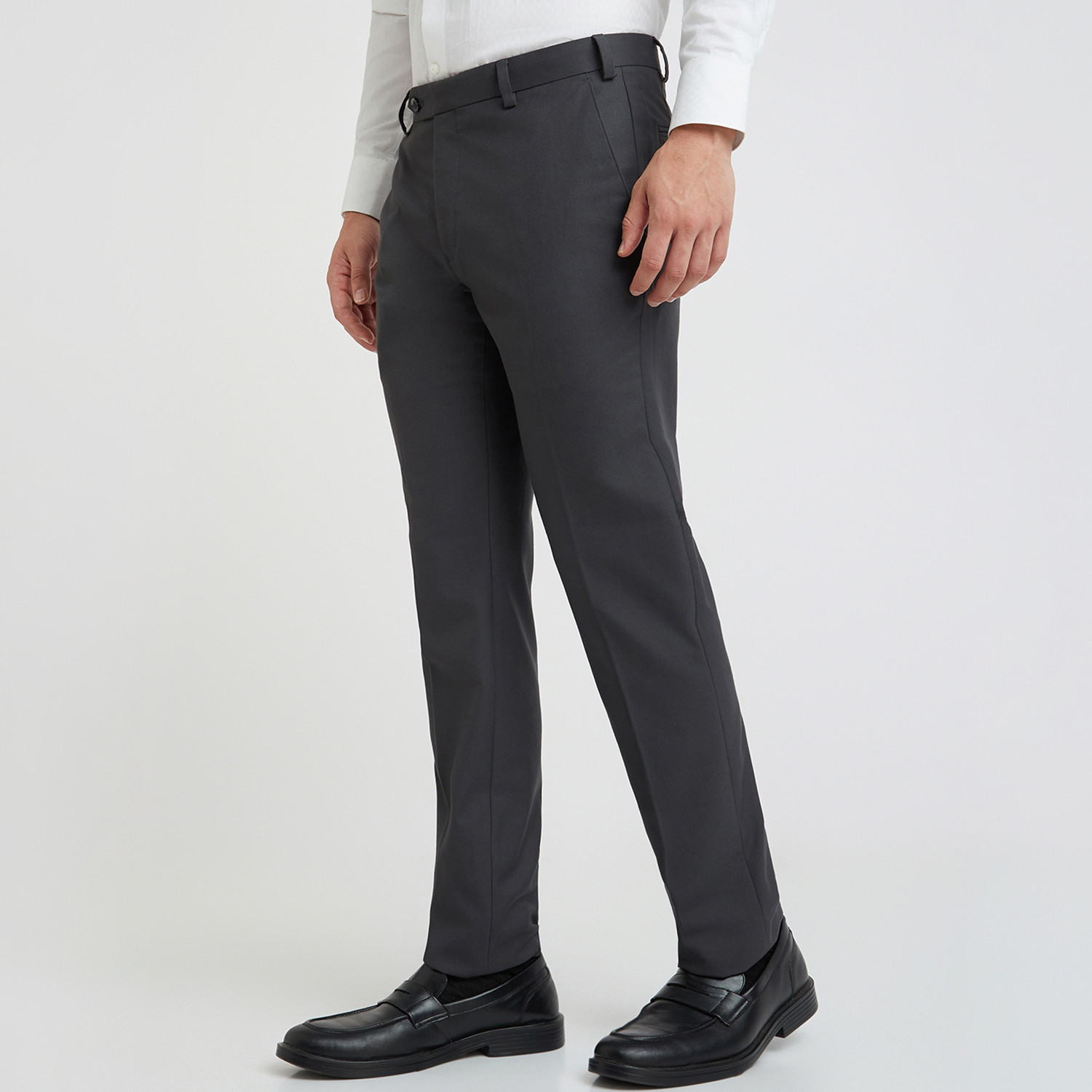 Image of Raymond Slim Fit Men Grey Trousers