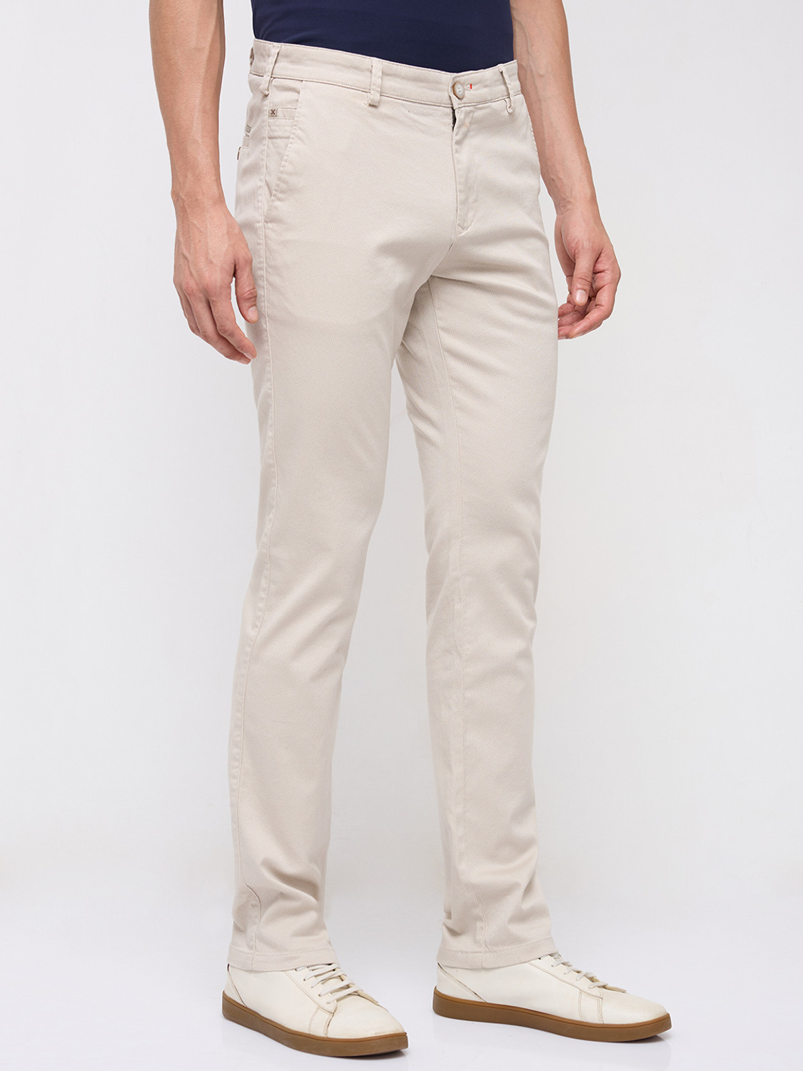 Image of KILLER Slim Fit Men Cream Trousers