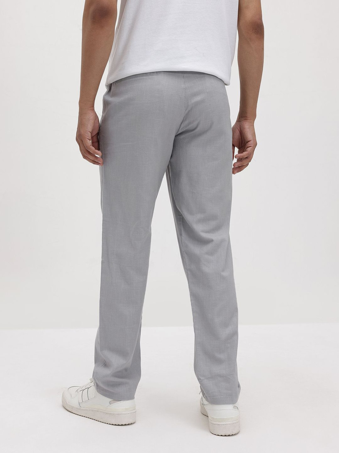 Image of Roadster Straight Fit Men Grey Trousers