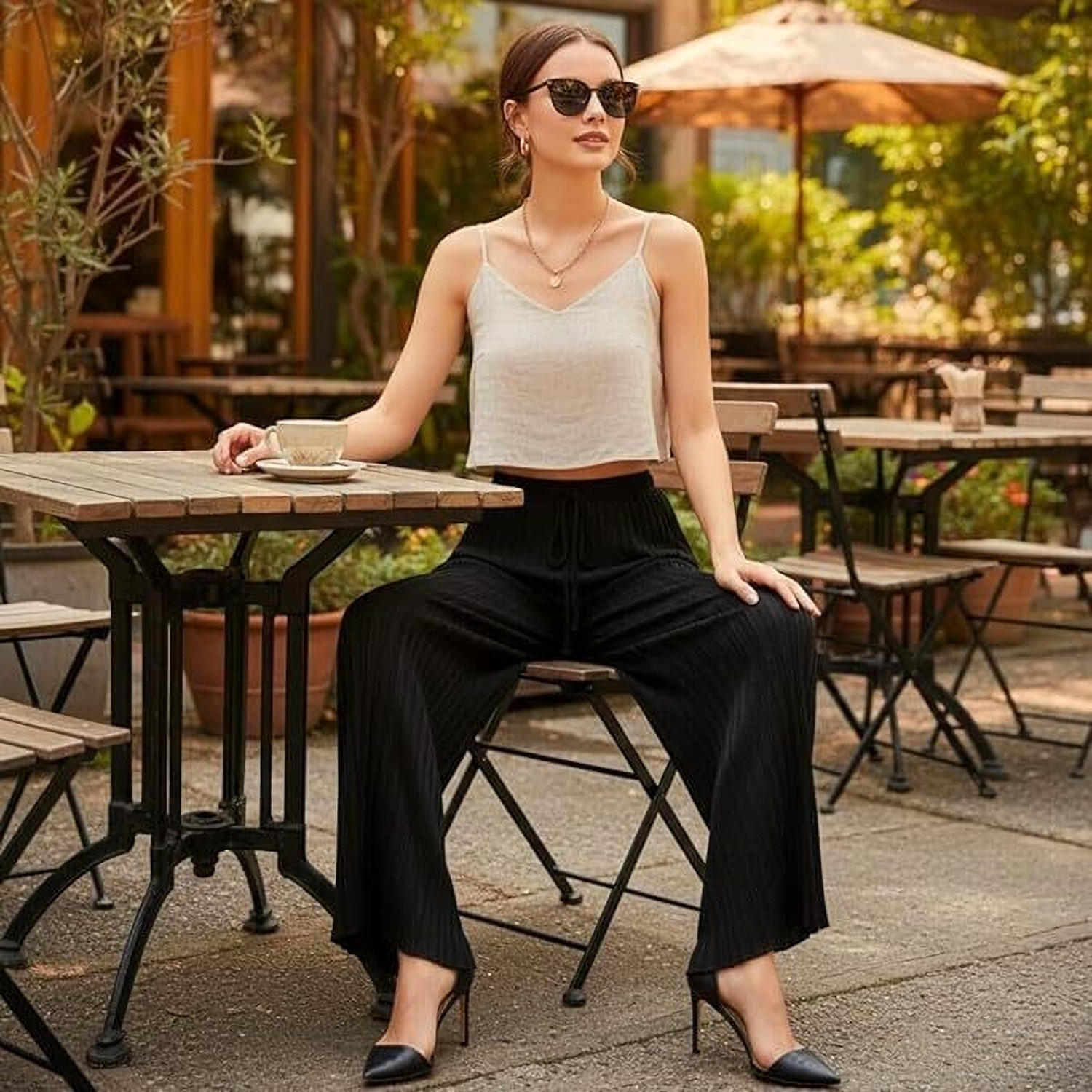 Image of ShopTrends Regular Fit Women Black Trousers