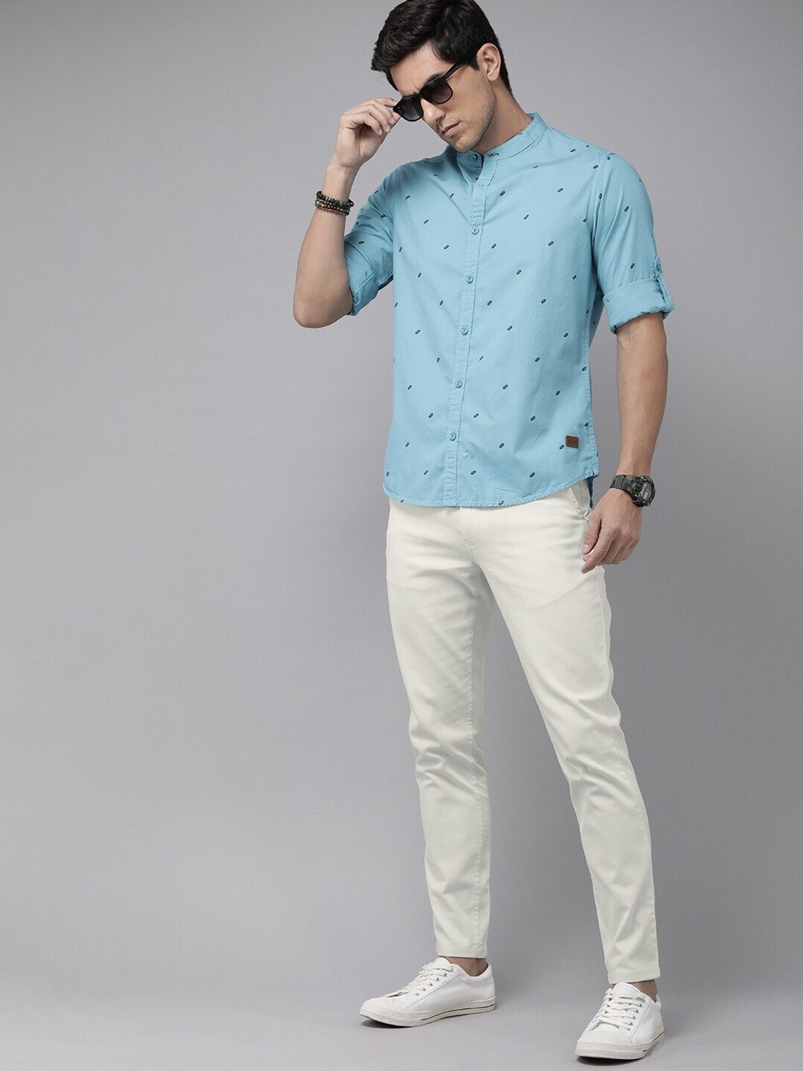 Image of Roadster Regular Fit Men White Trousers