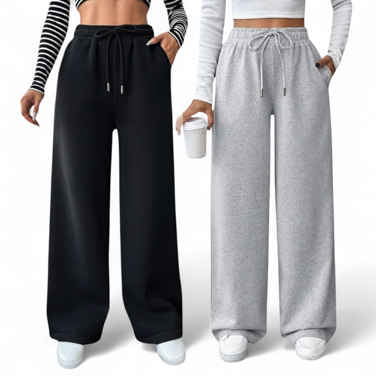 Image of SRMP TRADERS Loose Fit Women Grey, Black Trousers