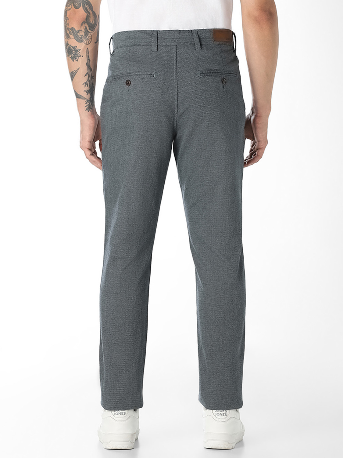 Image of JACK & JONES Slim Fit Men Grey Trousers