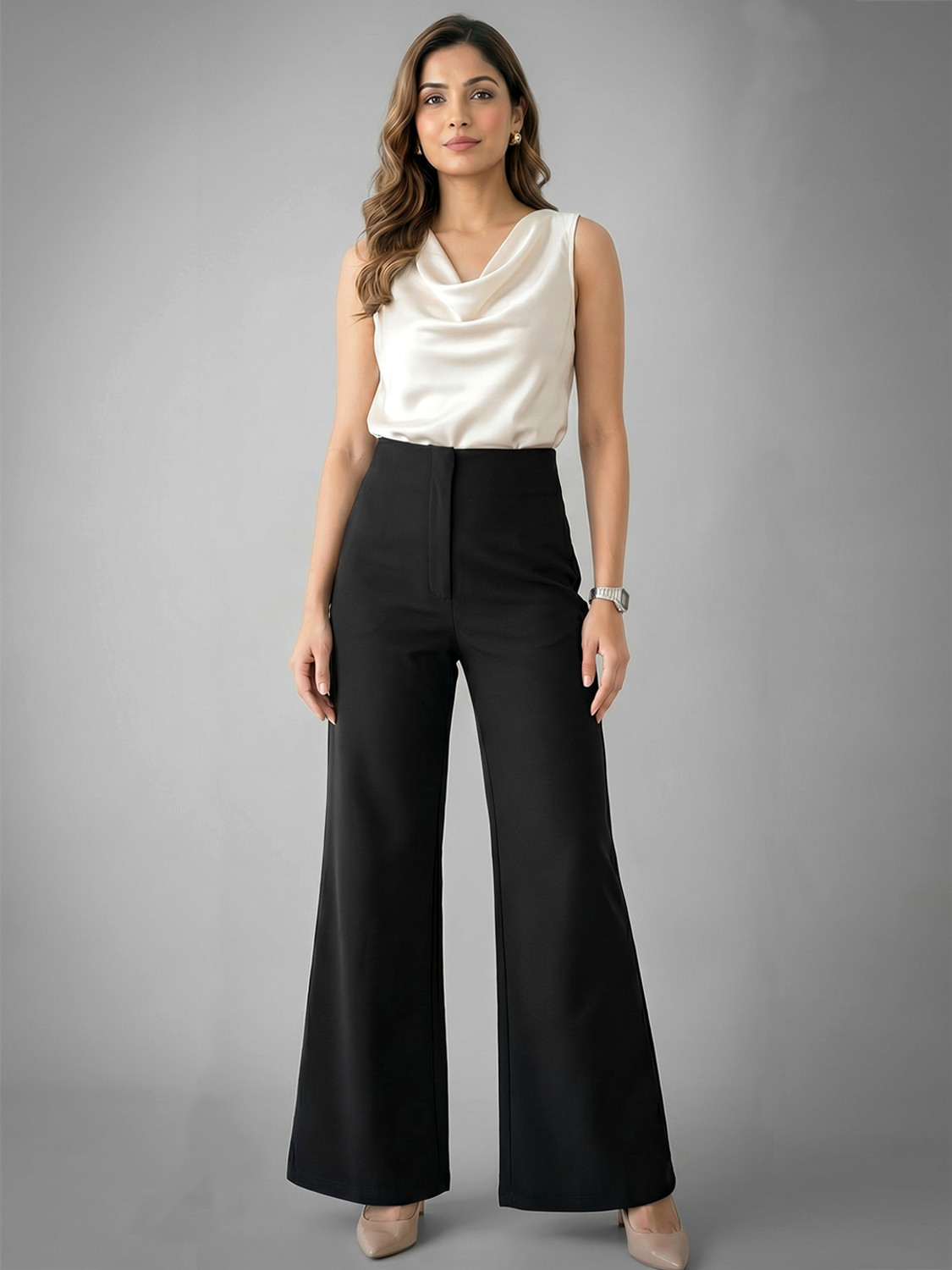 ADDYVERO Loose Fit Women Black Trousers