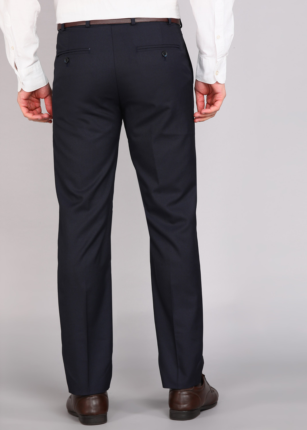Image of Raymond Slim Fit Men Dark Blue Trousers