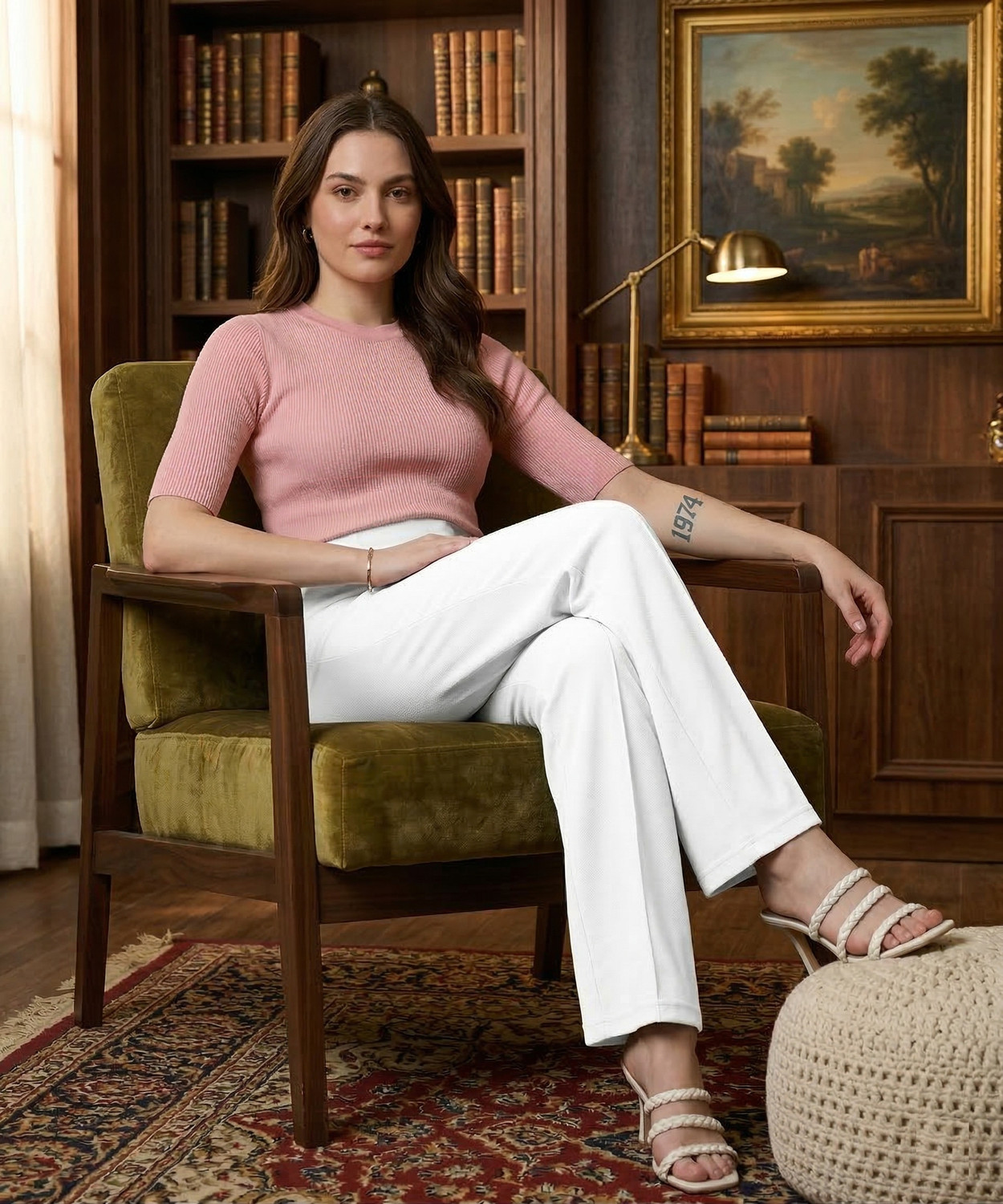 Image of Doil Domec Regular Fit Women White, Beige Trousers