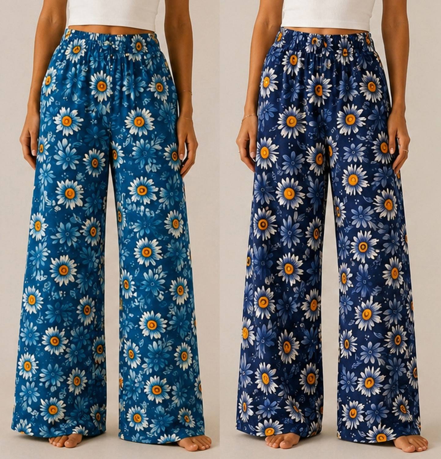 100LUCK Loose Fit Girls Light Blue, Dark Blue Trousers