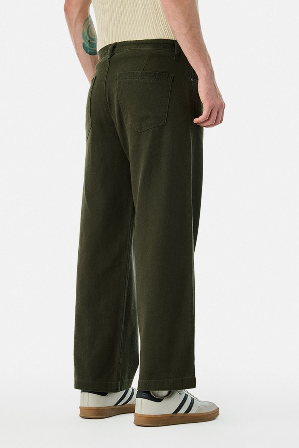 Image of Snitch Men Regular Fit Green Pure Cotton Trousers