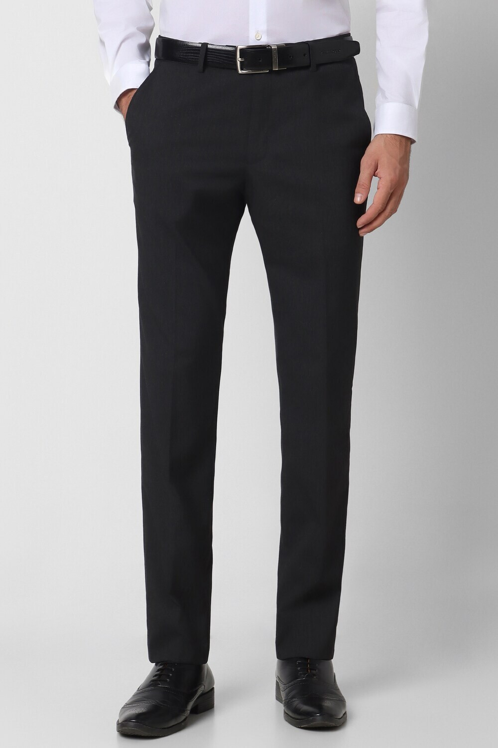 Image of PETER ENGLAND Slim Fit Men Black Trousers