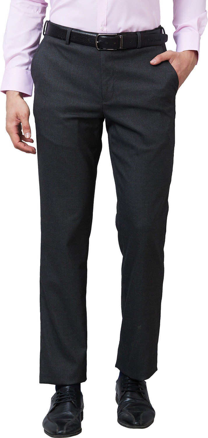 Image of PARK AVENUE Slim Fit Men Grey Trousers