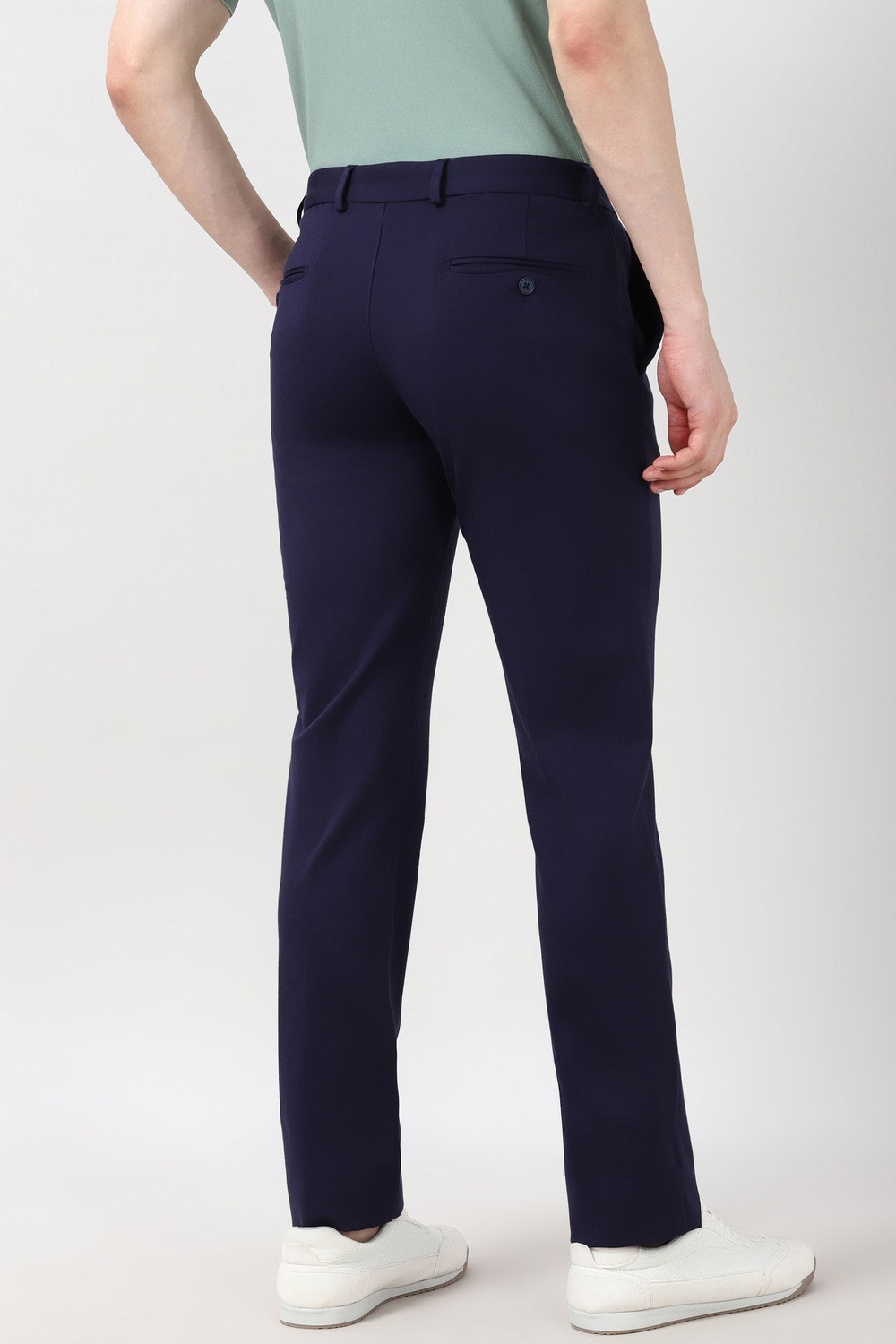 Image of PETER ENGLAND Slim Fit Men Dark Blue Trousers
