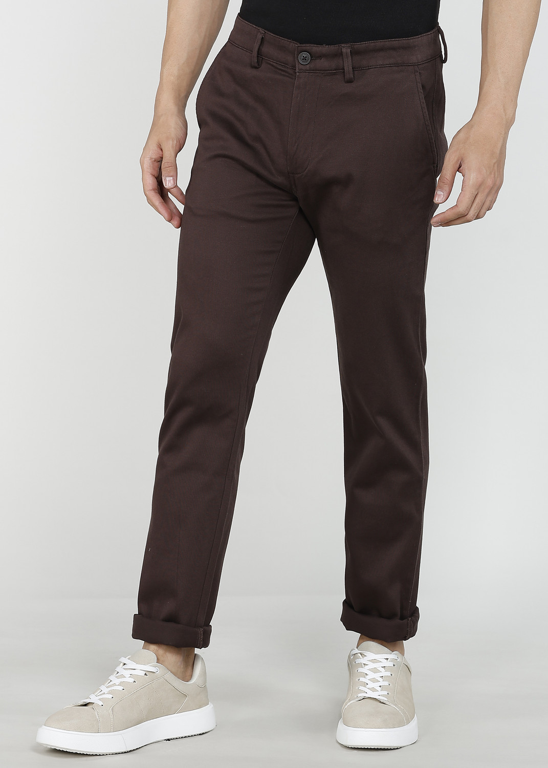 Image of PETER ENGLAND Men Slim Fit Multicolor Pure Cotton Trousers
