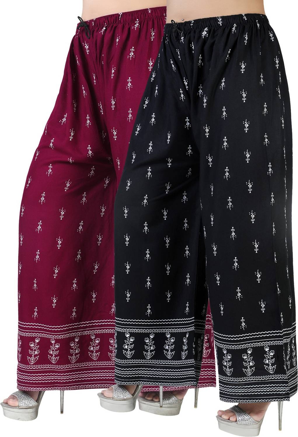 4K FASHION Flared Women Maroon, Black Trousers