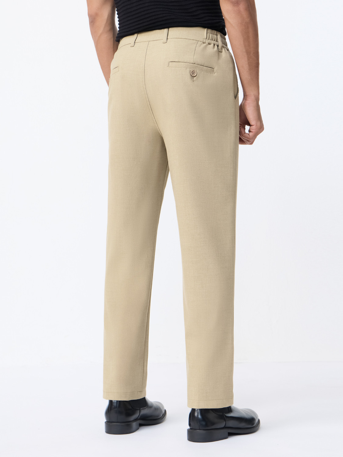 Image of The Souled Store Straight Fit Men Beige Trousers