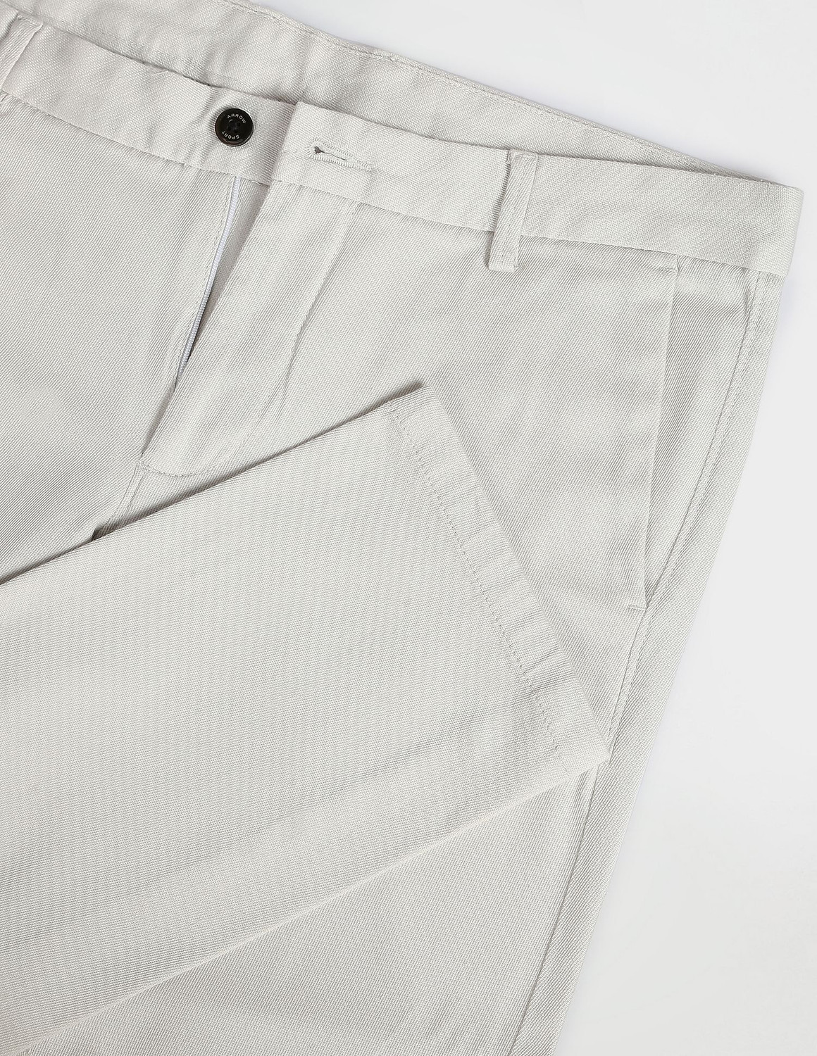 Image of Arrow Sport Men Slim Fit White Cotton Blend Trousers
