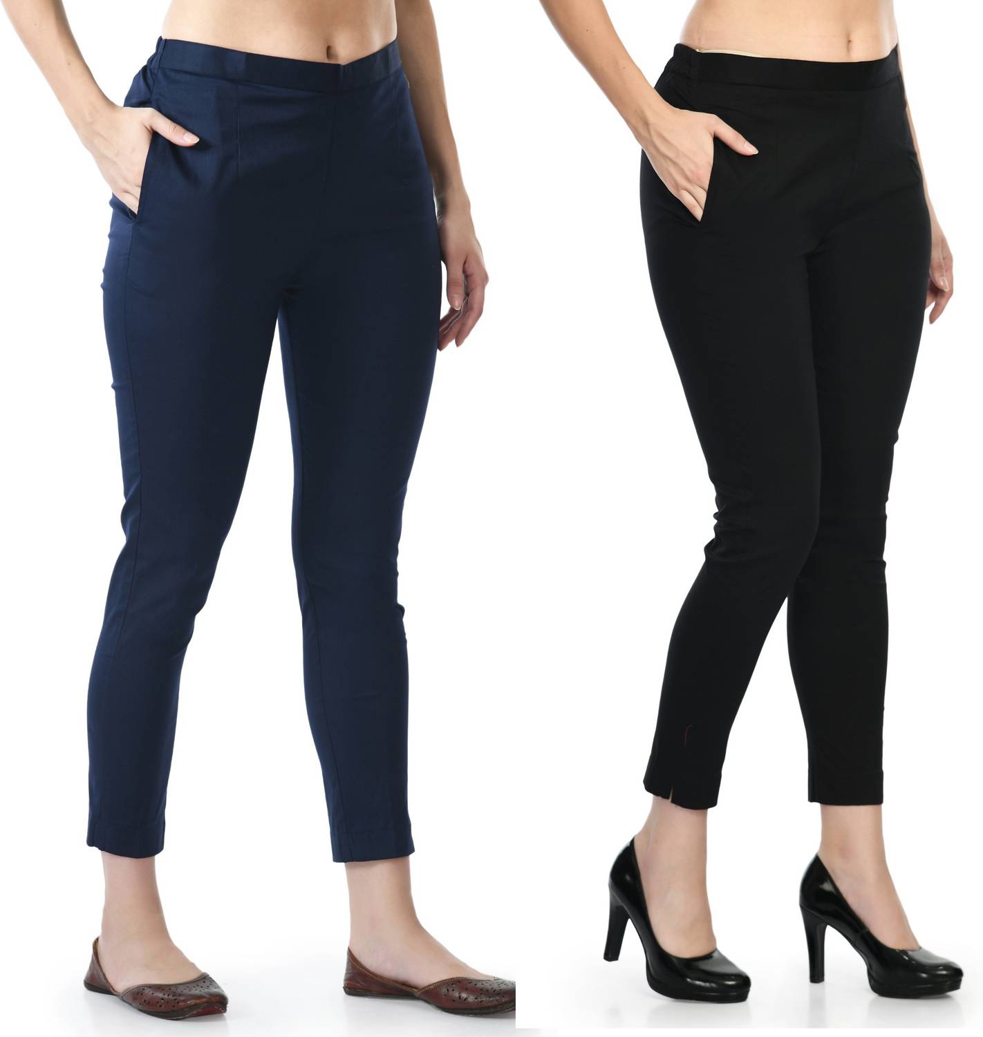24Hour Fashion Slim Fit Women Blue, Black Trousers