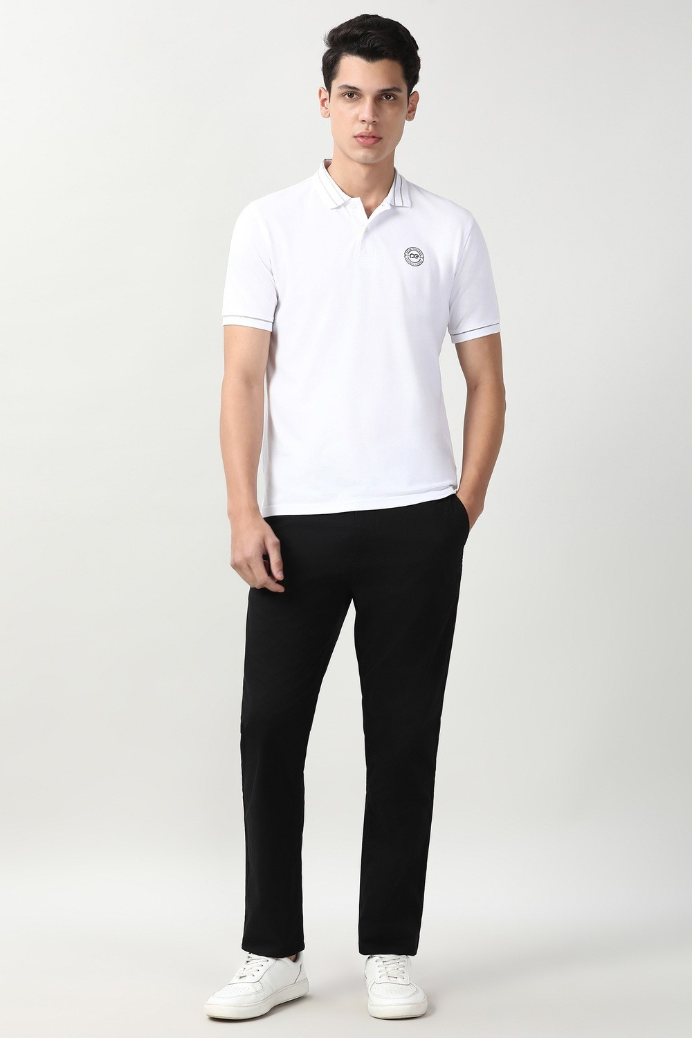 Image of PETER ENGLAND Slim Fit Men Black Trousers