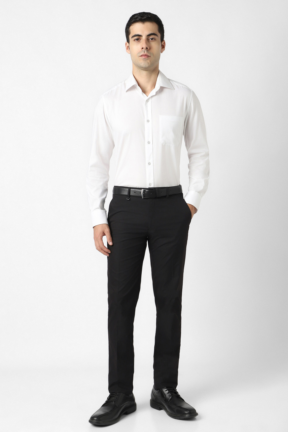 Image of VAN HEUSEN Slim Fit Men Black Trousers