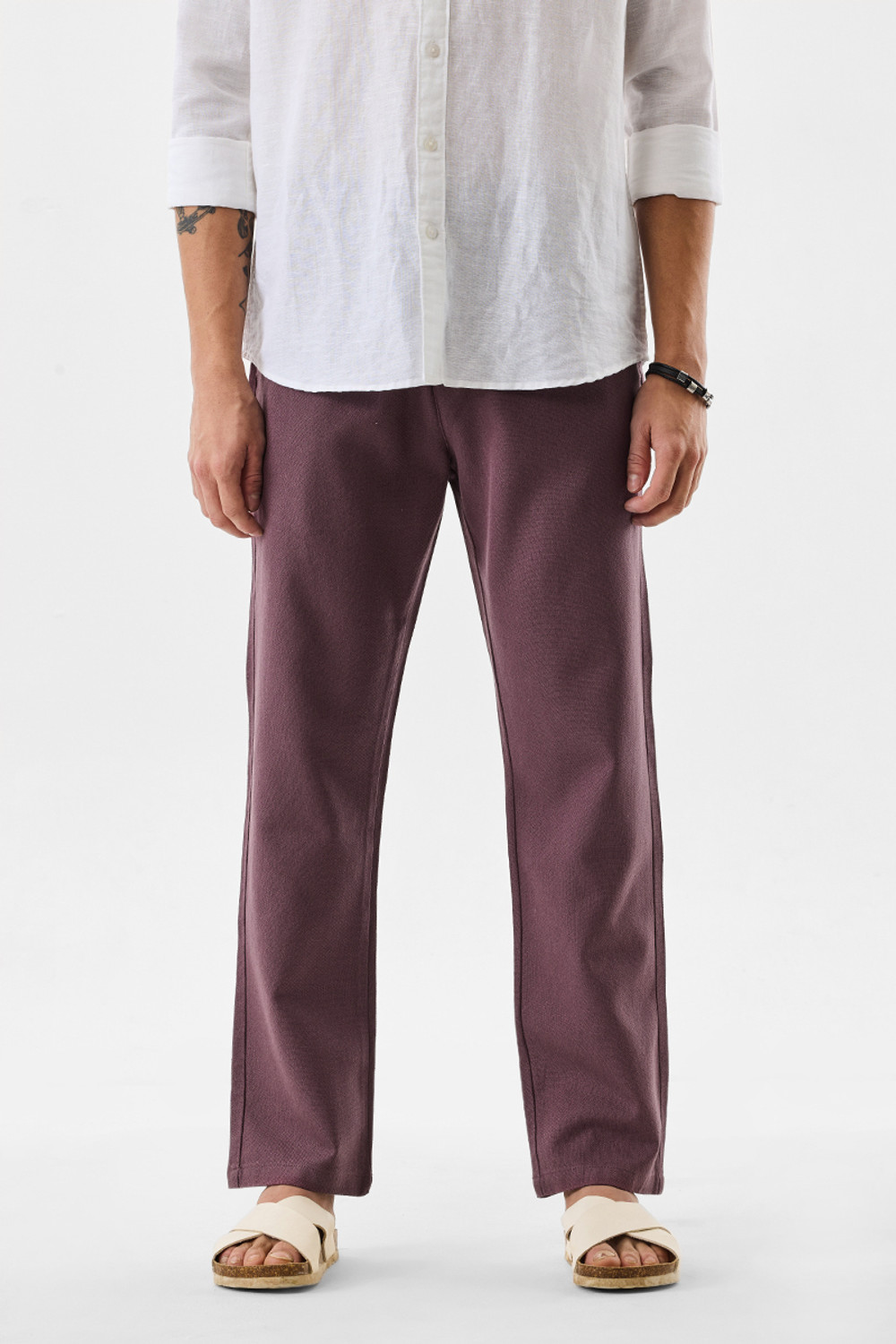 Image of Snitch Regular Fit Men Maroon Trousers