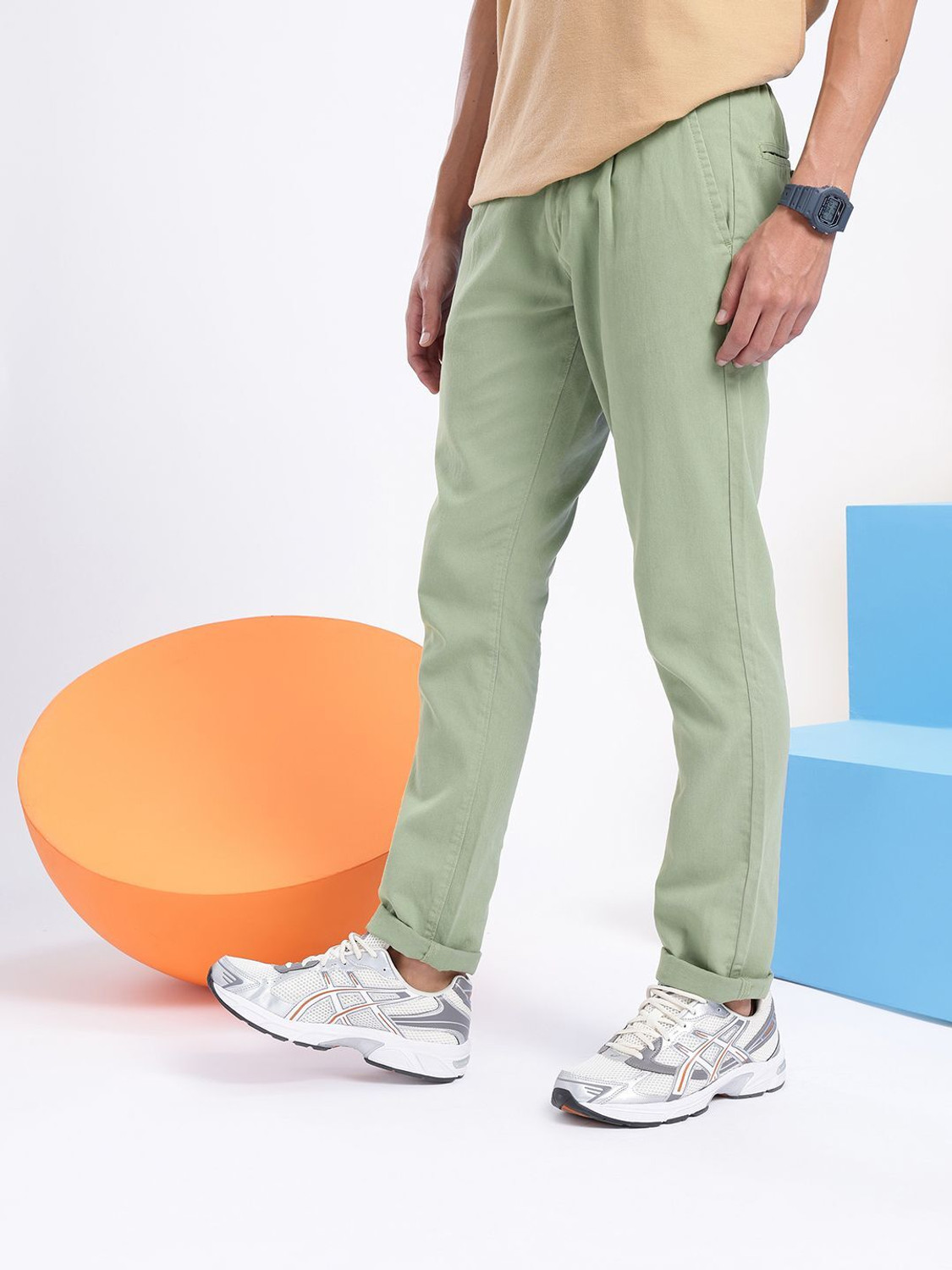 Image of AEROPOSTALE Regular Fit Men Green Trousers