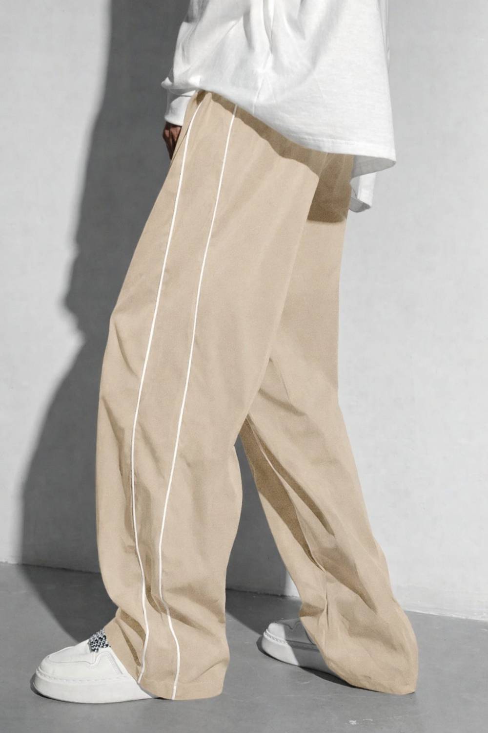 Amakriti Essence Loose Fit Men Beige Trousers - Image 2