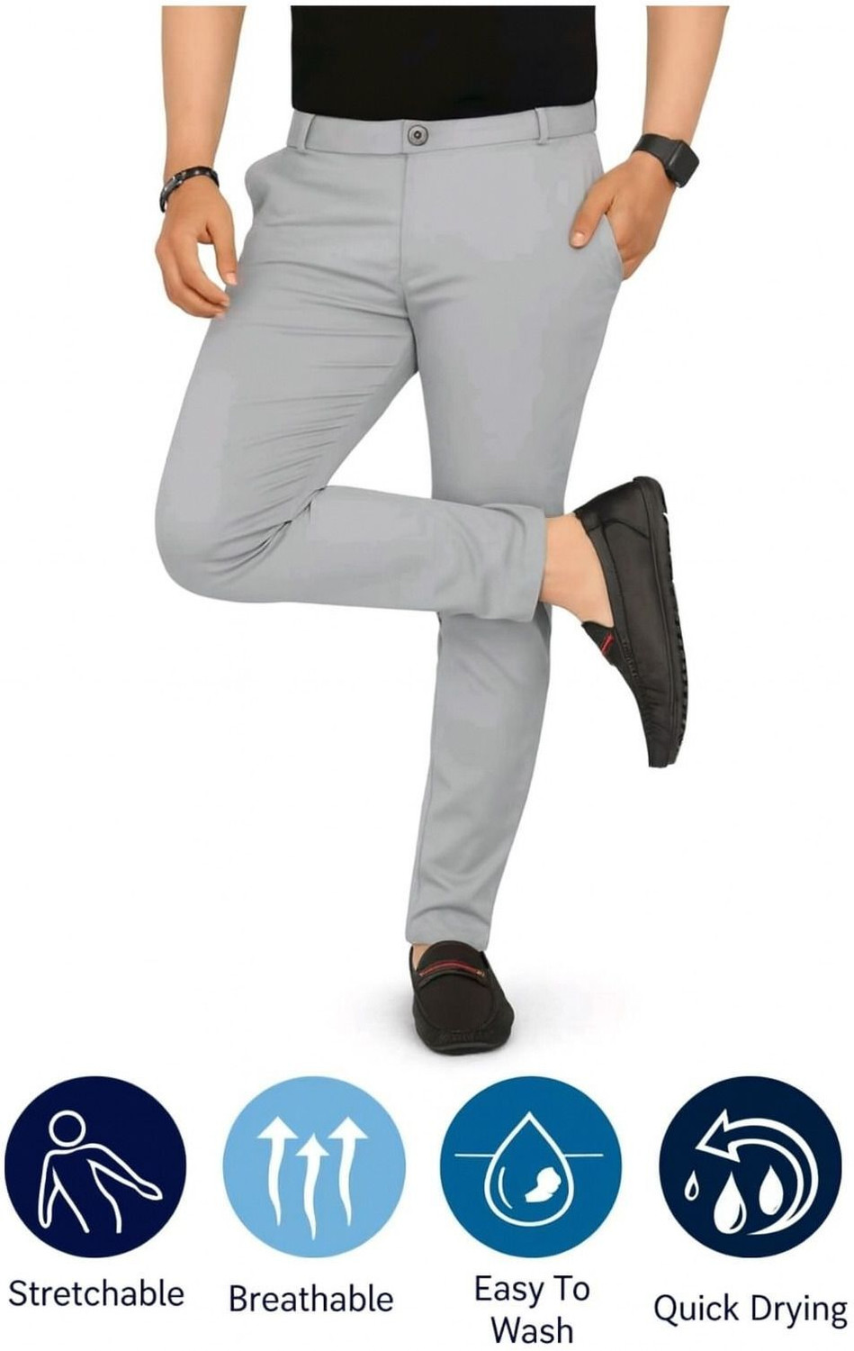 Image of kdsn Regular Fit Men Black Trousers