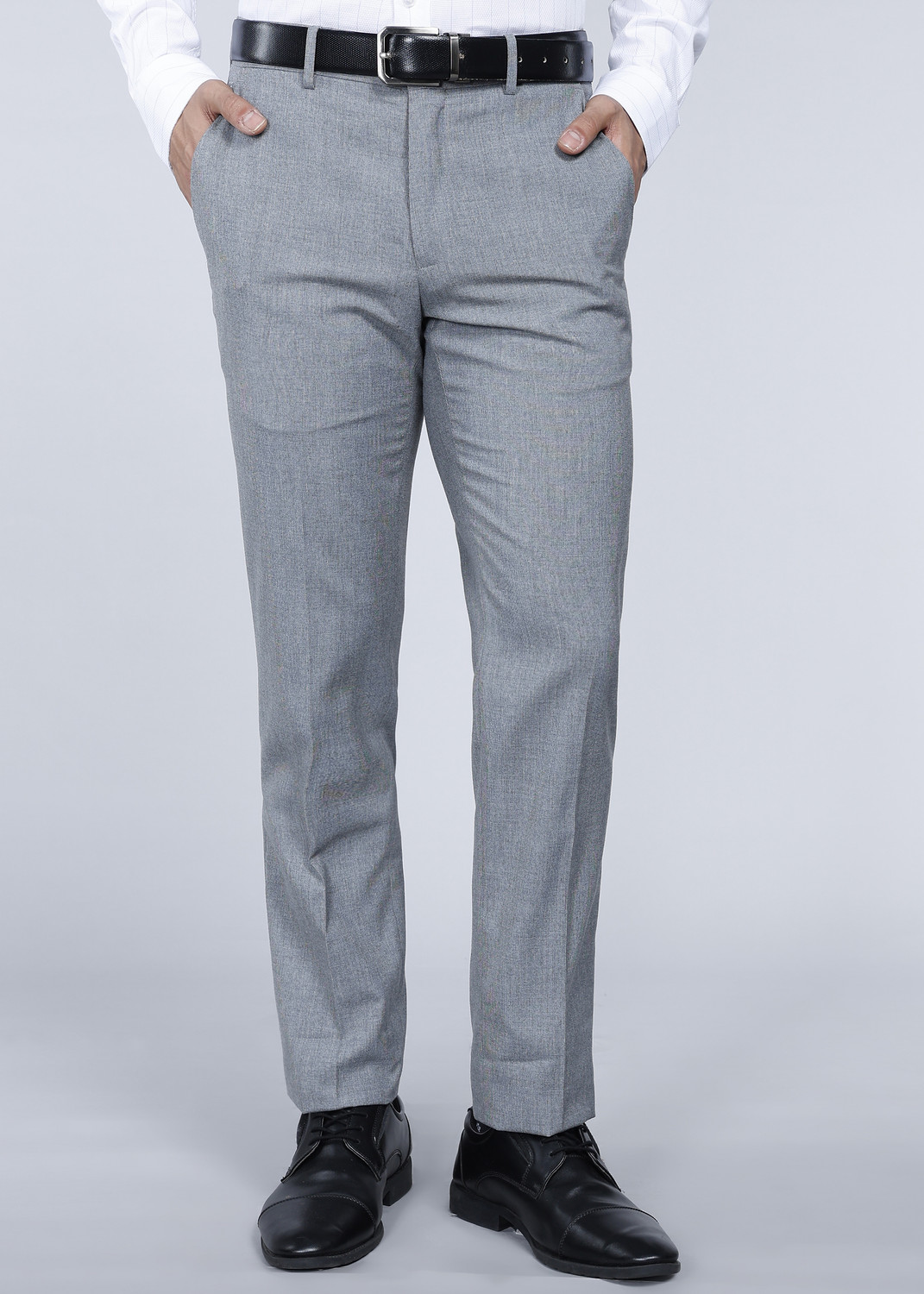 Image of PETER ENGLAND Slim Fit Men Grey Trousers