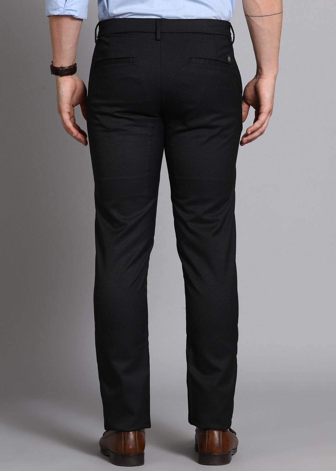 Image of Allen Solly Slim Fit Men Black Trousers