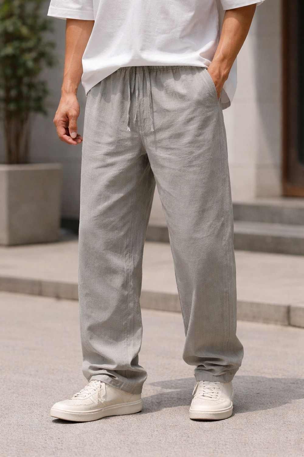 Image of RelaxFit Loose Fit Men Grey Trousers