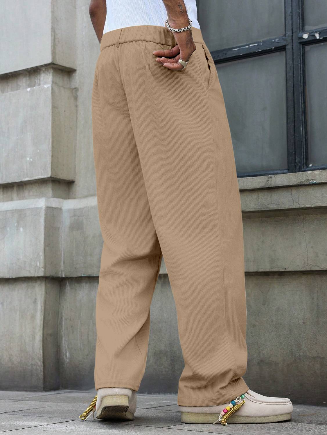 Rajovati Men Cream Trousers Regular Fit - Image 3