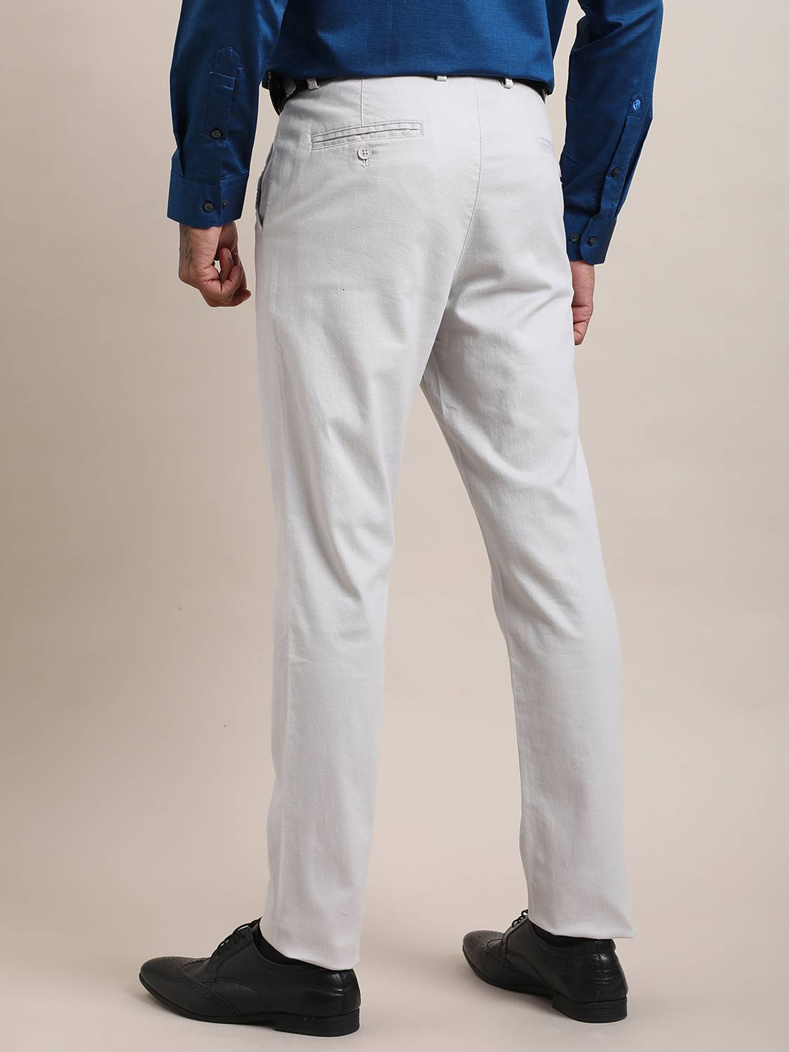 TURTLE Men Slim Fit Grey Cotton Blend Trousers - Image 2