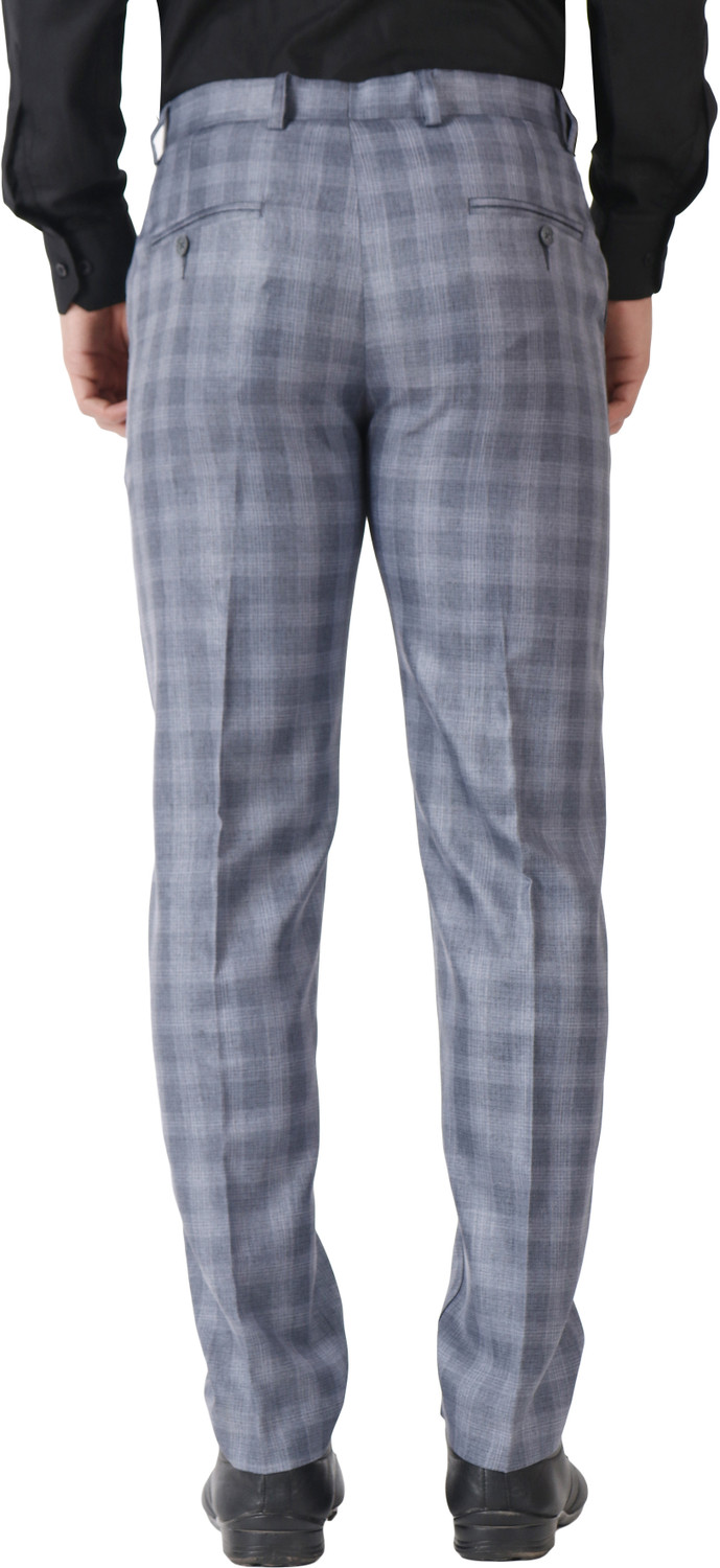 Image of SYLZON Slim Fit Men Grey Trousers